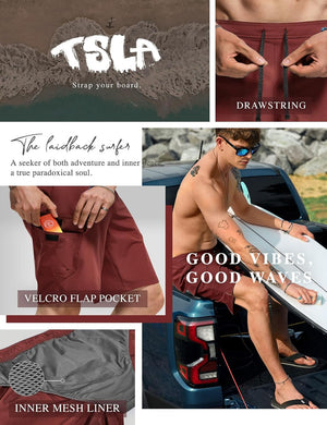 Men'S Swim Trunks, Quick Dry Swimming Beach Board Shorts, Lightweight Swimwear Bathing Suits with Pockets