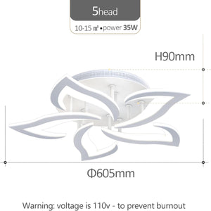 Ceiling Light Dimmable Modern Embedded LED Chandelier Metal Acrylic Petal Ceiling Ceiling Light, Suitable for Living Rooms, Bedrooms, Children'S Rooms, Etc.23.8″/35W/5 Heads……