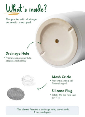 12" Ceramic Plant Pot, Large Indoor Outdoor Planter for Plants, Mid-Century Modern White Flower Pot with Drainage Hole and Plug (Plant Not Included)