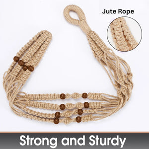 2PACK 43 Inches Macrame Planter Hanger Large for up to 12 Inch Pot + Swag Hook | Extra Long, No Tassel, Jute Rope | Hanging Planter for Indoor Plants, No Pot/Plant Included (Brown)