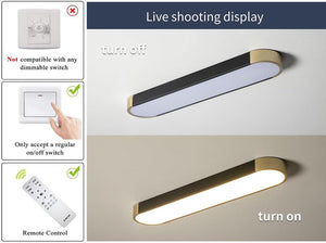 Dimmable LED Ceiling Lights Modern Acrylic Linear LED Ceiling Lamp 2.3FT Semi Flush Mount Wraparound Shape Lighting Fixture with Remote Control for Kitchen Dining Living Room (36W/3000-6500K)