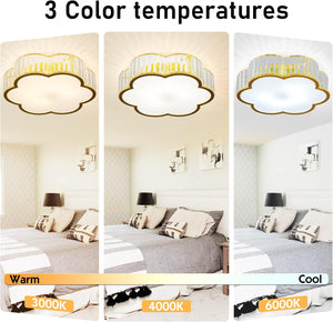 Crystal Ceiling Light with Dimmable LED, Flower Flush Mount Lighting for Bedroom, Living Room, Hallway (3000K-6000K)