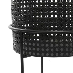 23 In., 19 In., and 15 In. Large Black Metal Indoor Outdoor Woven Planter with Removeable Stands (3- Pack)