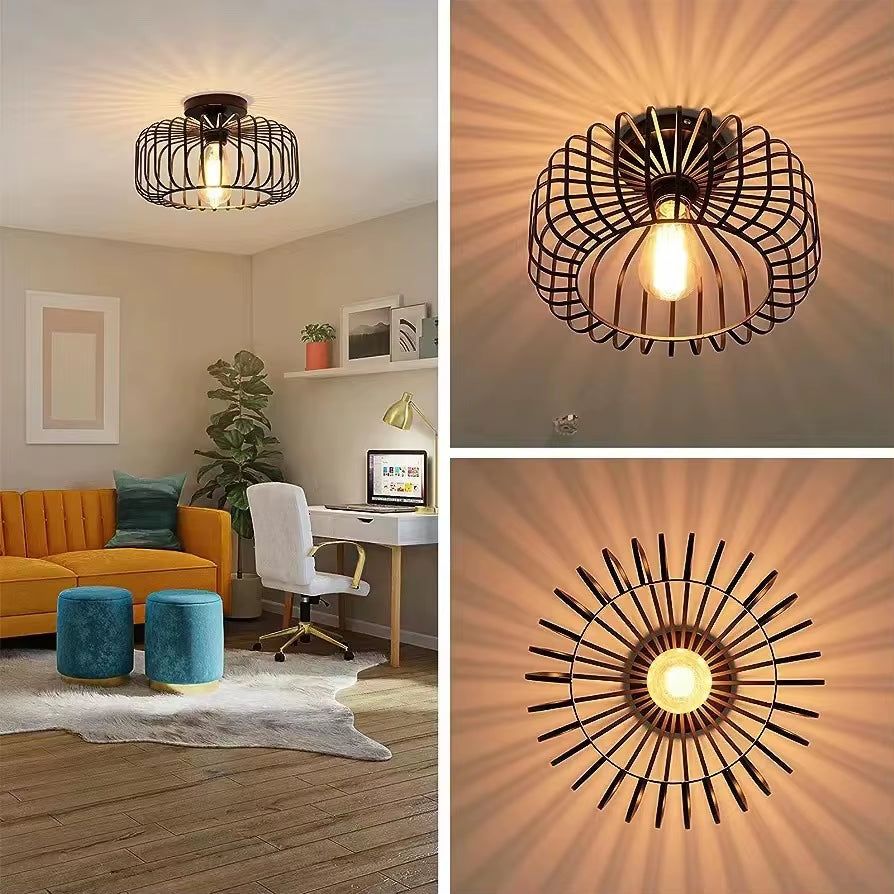 Simple Birdcage Indoor Ceiling Lamp Bedroom Living Room Corridor Ceiling Light E26 Restaurant Lamps Decorative Fixtures AC 110V