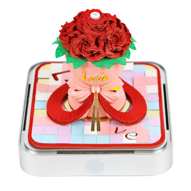 Paper Sculpture Calendar Rose 3D Sticky Notes Desktop Ornament