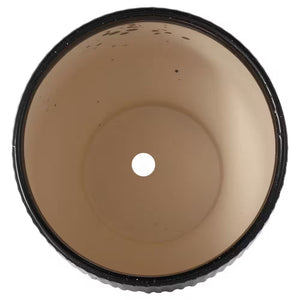 9 In., 8 In. and 6 In. Small Black Ceramic Speckled Planter with Linear Grooves and Tapered Bases (3-Pack)