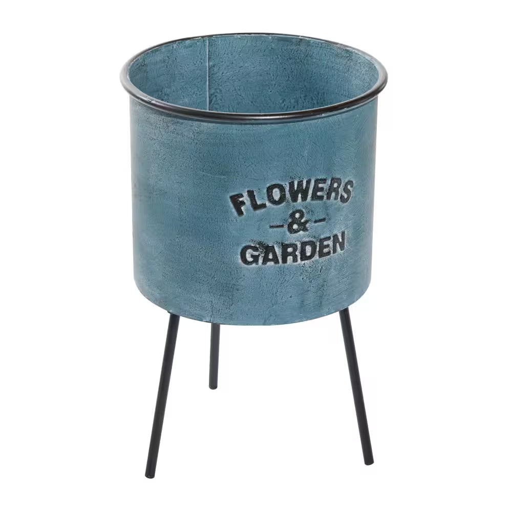 20 In., 18 In., and 16 In. Large Multi Colored Metal Indoor Outdoor Planter with Flowers and Garden Text (3- Pack)