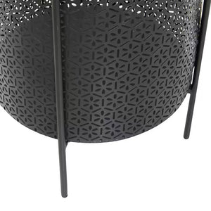 18 In., and 12 In. Medium Black Metal Indoor Outdoor Planter with Removable Stand (2- Pack)