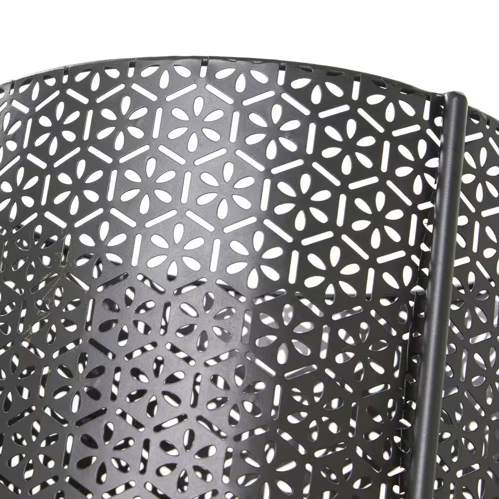 18 In., and 12 In. Medium Black Metal Indoor Outdoor Planter with Removable Stand (2- Pack)