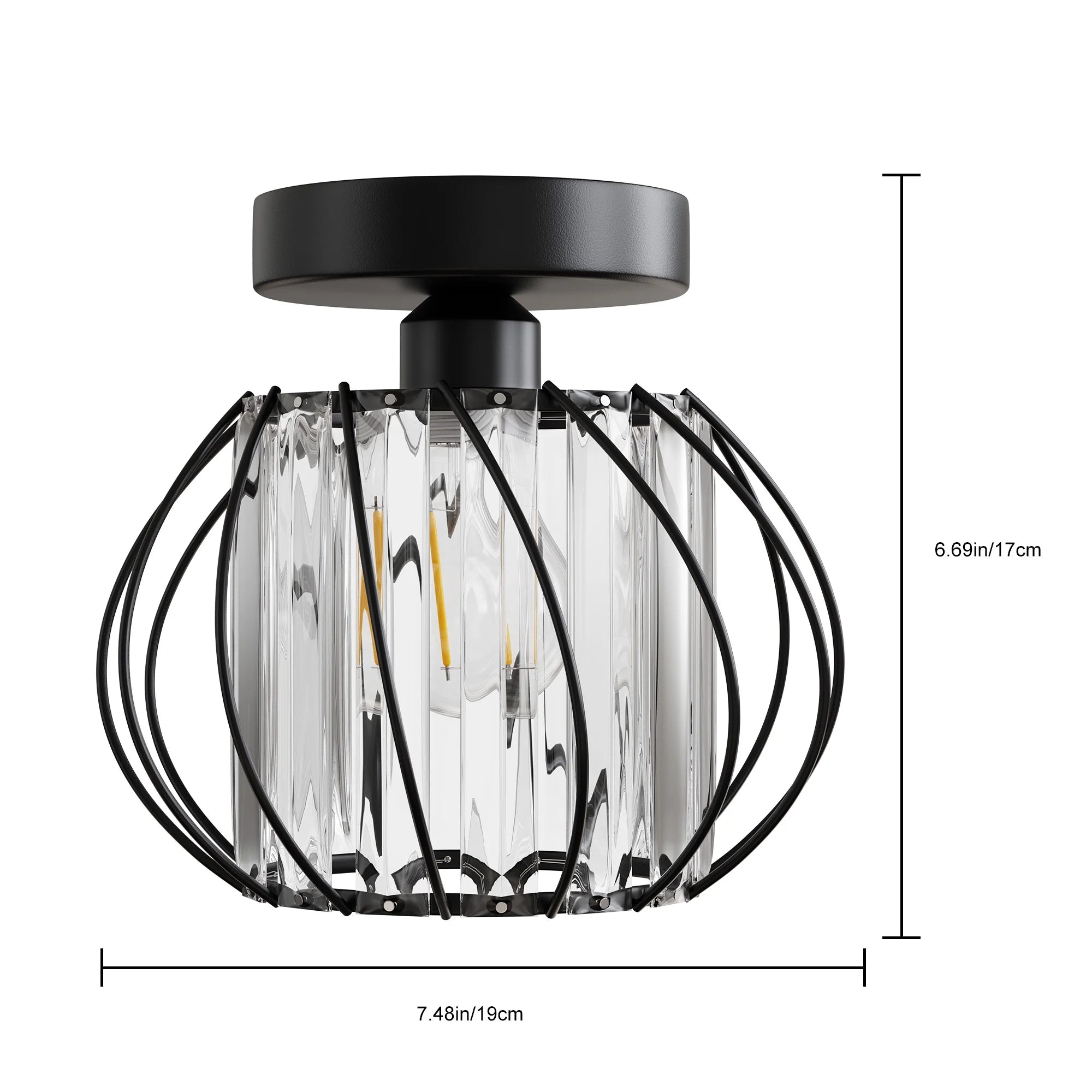 Semi Flush Mount Ceiling Light,Industrial Metal Cage Ceiling Lamp Fixture Modern Flush Mount Ceiling Light,For Hallway Porch Kitchen Bathroom