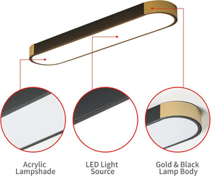 Dimmable LED Ceiling Lights Modern Acrylic Linear LED Ceiling Lamp 2.3FT Semi Flush Mount Wraparound Shape Lighting Fixture with Remote Control for Kitchen Dining Living Room (36W/3000-6500K)