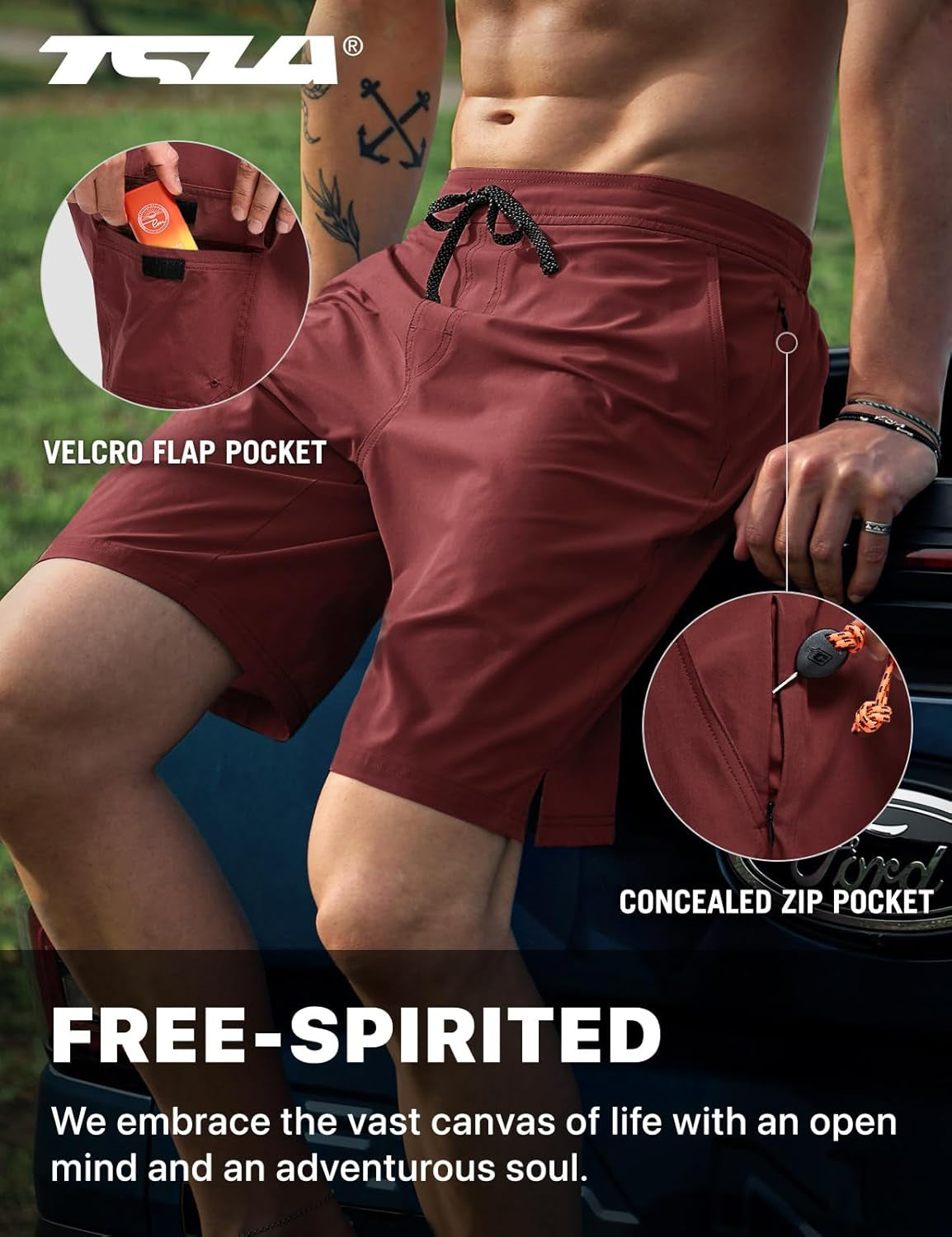 Men'S Swim Trunks, Quick Dry Swimming Beach Board Shorts, Lightweight Swimwear Bathing Suits with Pockets
