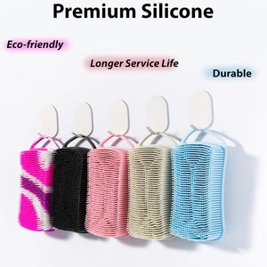 2 PC Silicone Body Scrubber, 2 in 1 Exfoliating Shower Bath Scrubber, Soft Silicone Loofah for Sensitive Skin, Shower Hair Scalp Massager, Easy to Clean, Lather Well (Grey&Black)