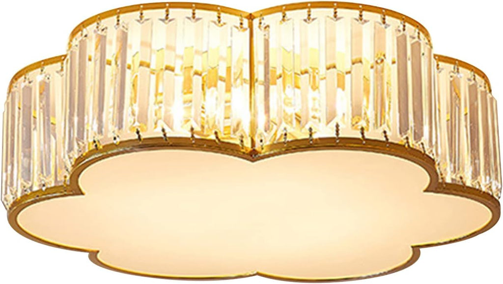 Crystal Ceiling Light with Dimmable LED, Flower Flush Mount Lighting for Bedroom, Living Room, Hallway (3000K-6000K)