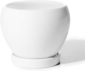 050601 Ceramic Plant Pot Planter - 4.8 Inch White Planters for Indoor Plants Flower Succulent with Drainage Hole Saucer