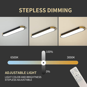 Dimmable LED Ceiling Lights Modern Acrylic Linear LED Ceiling Lamp 2.3FT Semi Flush Mount Wraparound Shape Lighting Fixture with Remote Control for Kitchen Dining Living Room (36W/3000-6500K)