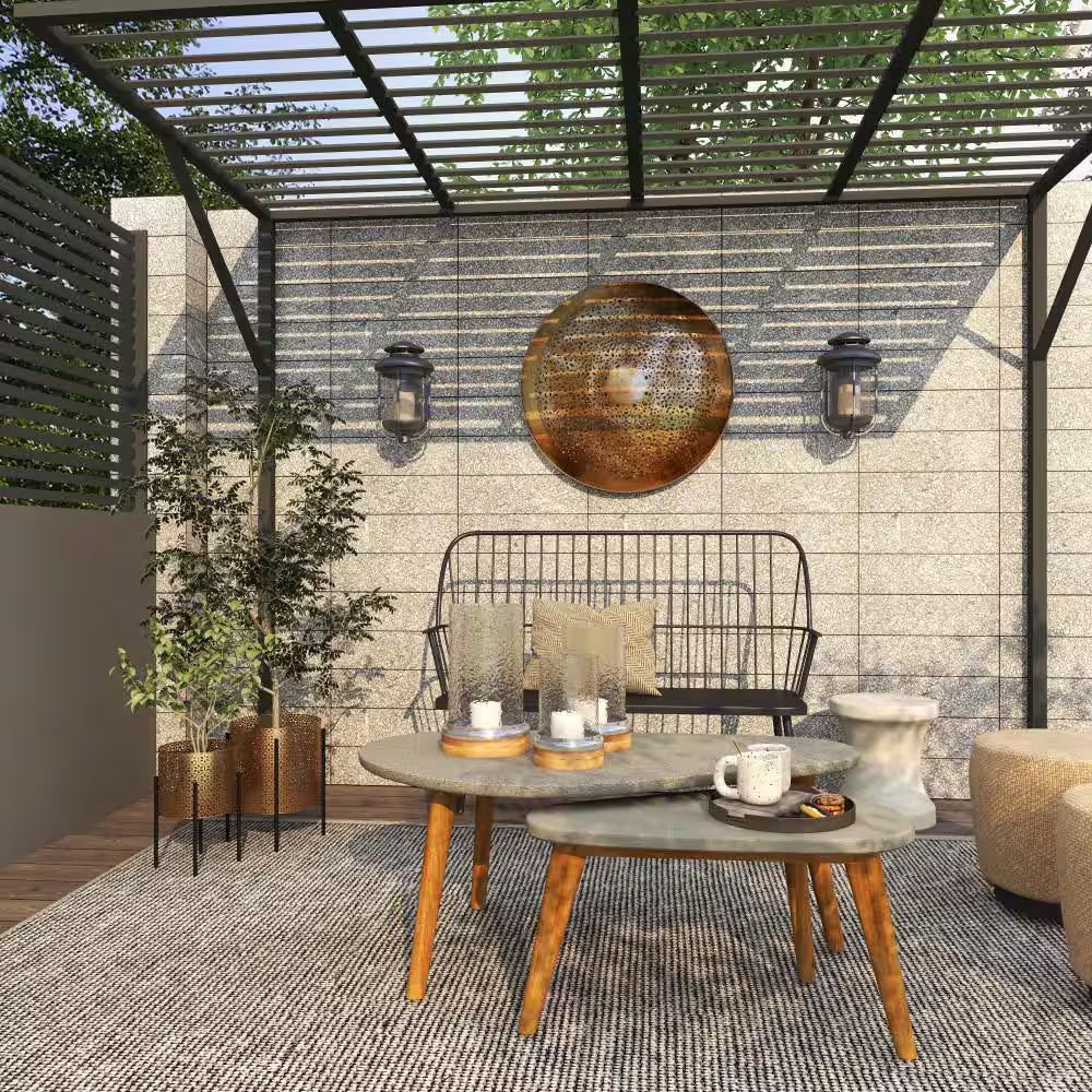 15 In., and 14 In. Medium Gold Metal Indoor Outdoor Planter with Removable Stand (2- Pack)