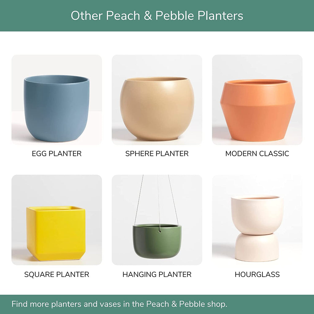 12 Inch Blue Ceramic Planter. Classic Cylinder Plant Pot for House Plants and Indoor Plants (Drainage + Stopper Included).