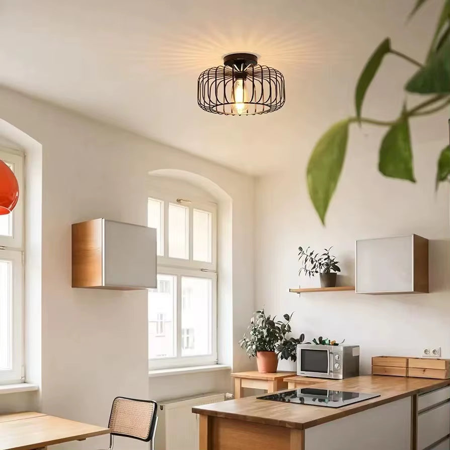 Simple Birdcage Indoor Ceiling Lamp Bedroom Living Room Corridor Ceiling Light E26 Restaurant Lamps Decorative Fixtures AC 110V